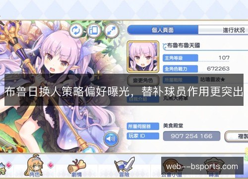 布鲁日换人策略偏好曝光，替补球员作用更突出